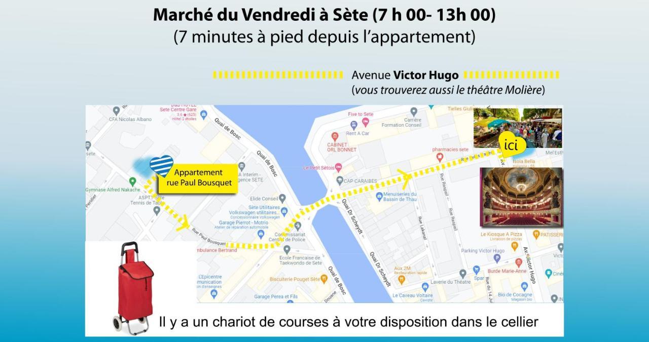 Appartement + JARDIN au calme avec BBQ + CELLIER + GARAGE à Sète Extérieur photo